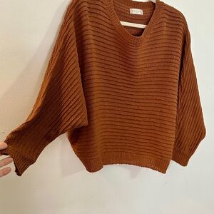Altar'd State Rust Brown Ribbed Scoop-Neck Sweater
